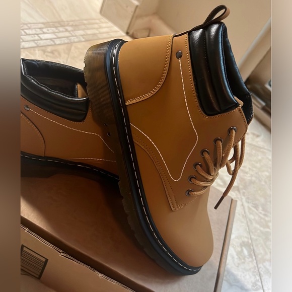 Military Fashion Combat Boots - Lace Up Threaded Lug Sole Ankle Bootie - Picture 1 of 7